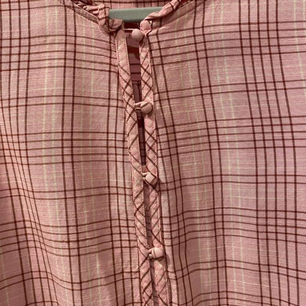 LC Lauren Conrad Bundle Size XL Floral Plaid Blouse Tops Ruffle Popover Feminine - Picture 6 of 15